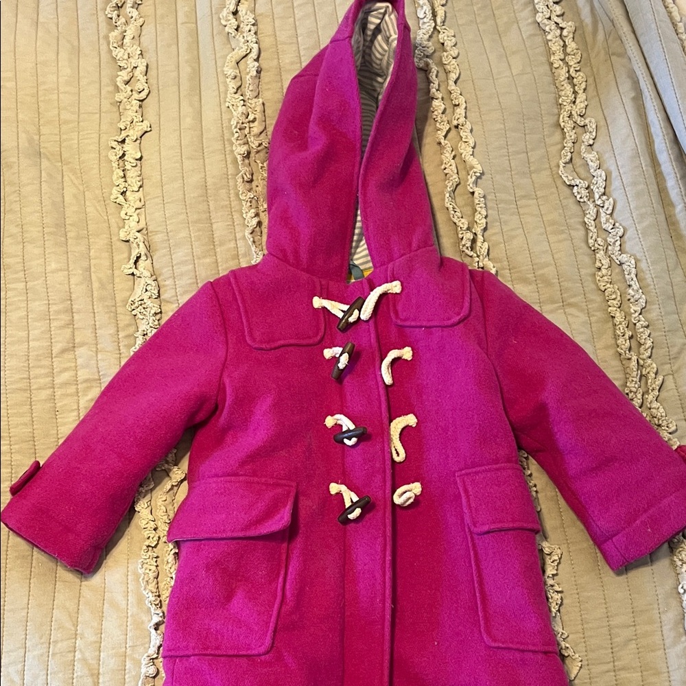 Boden Fuchsia Toggle Raincoat for Kids